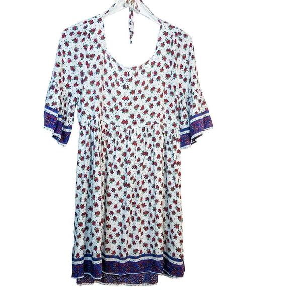 Altar'd State Floral Red White & Blue Tunic Dress Size Small - Picture 7 of 7
